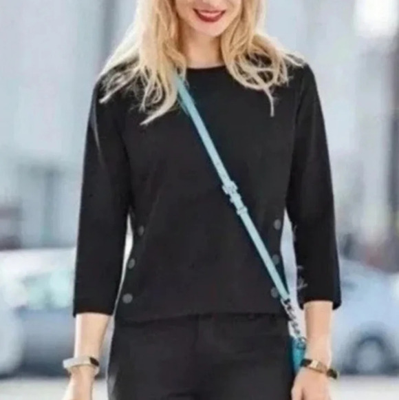CAbi Utility  3/4 sleeve black top style #3232 SZ S - Picture 2 of 10